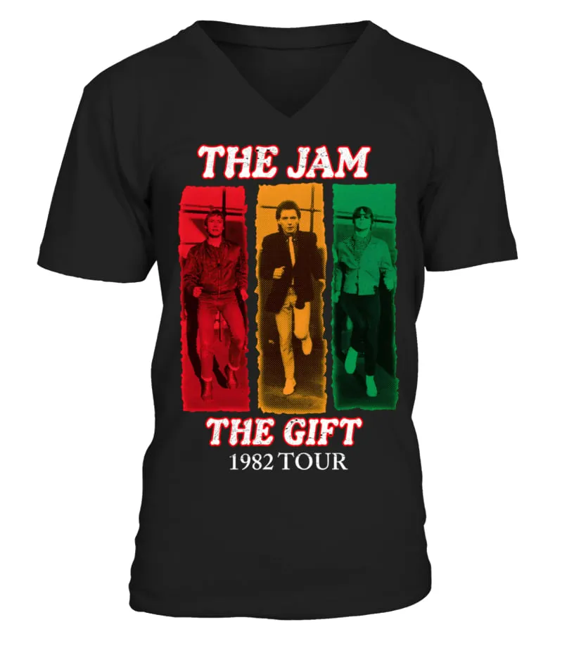 2 SIDES VINTAGE 1982 THE JAM THE GIFT PUNK ROCK TOUR CONCERT PROMO BK Camiseta cuello en V Unisex