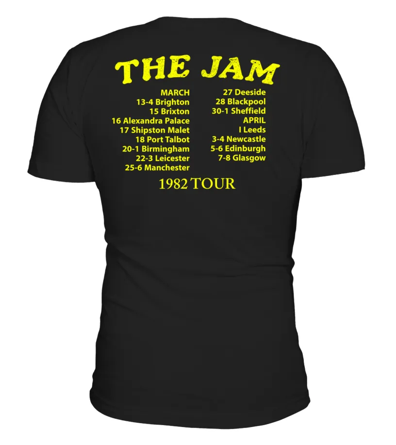 2 SIDES VINTAGE 1982 THE JAM THE GIFT PUNK ROCK TOUR CONCERT PROMO BK Camiseta cuello en V Unisex