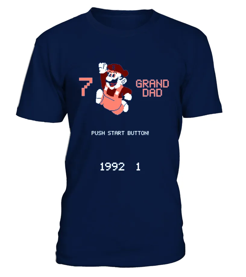  7 Grand Dad Push Start Button 1992 1 Funny Meme T shirt Camiseta cuello redondo Unisex