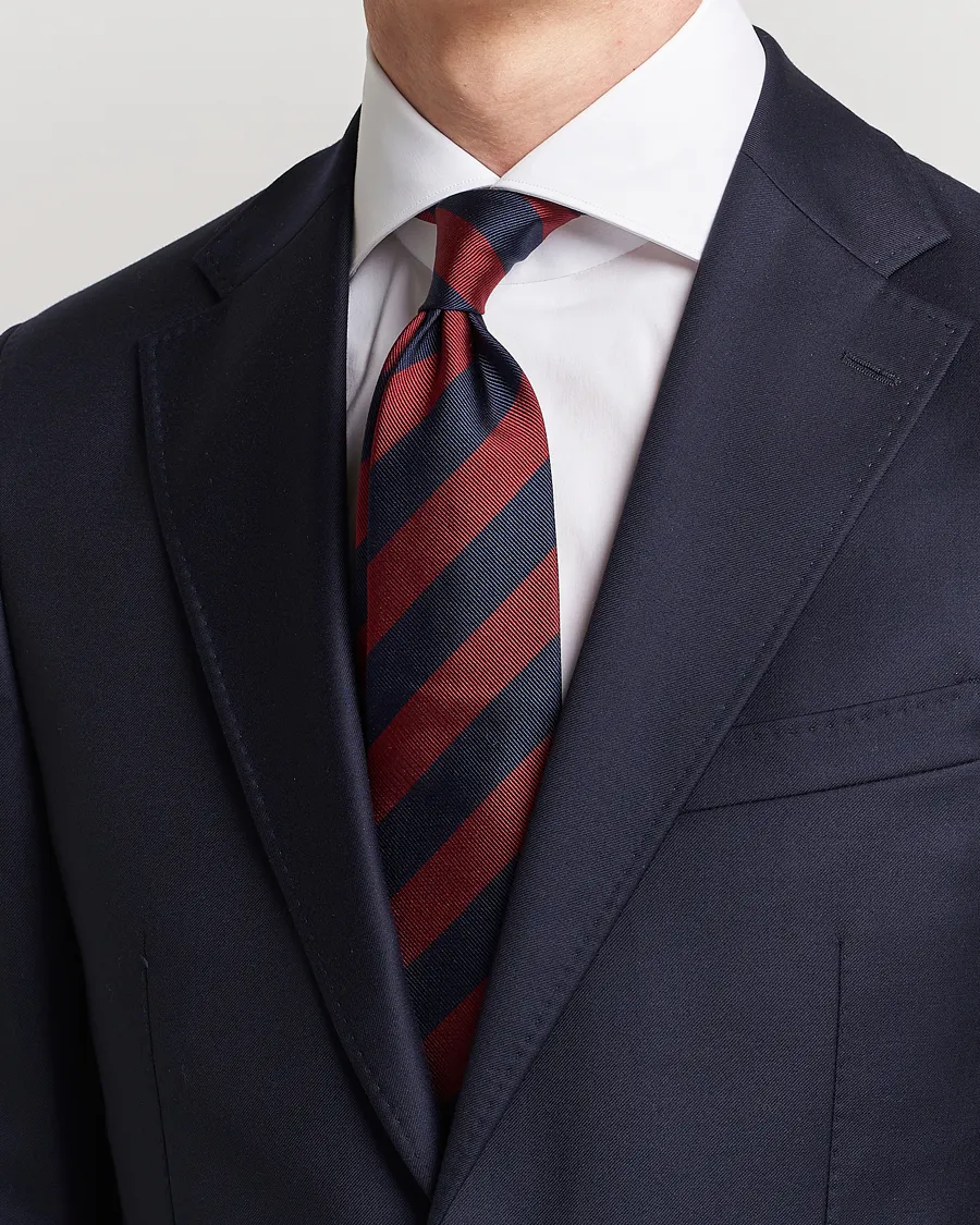 Amanda Christensen Regemental Stripe Classic Tie 8 cm Wine/Navy