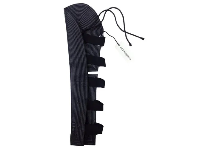 Ann Demeulemeester conjunto de mangas de cuero negro 