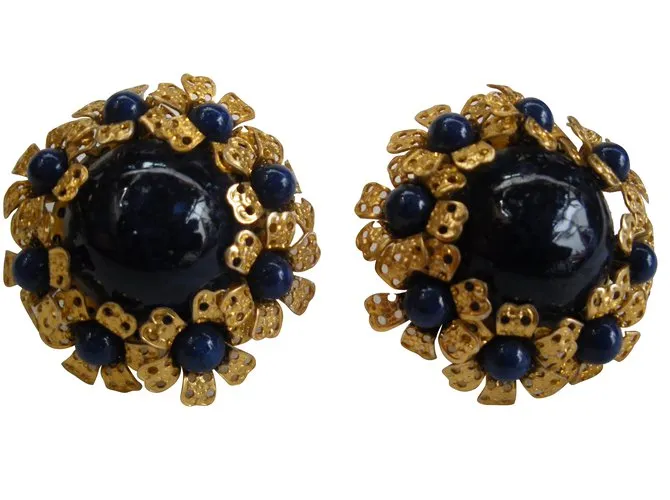 Autre Marque Pendientes de la vendimia (No firmado) Azul marino 