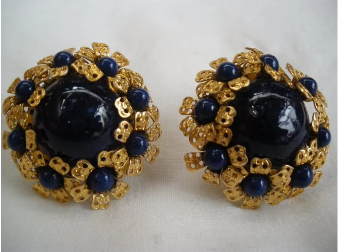 Autre Marque Pendientes de la vendimia (No firmado) Azul marino 