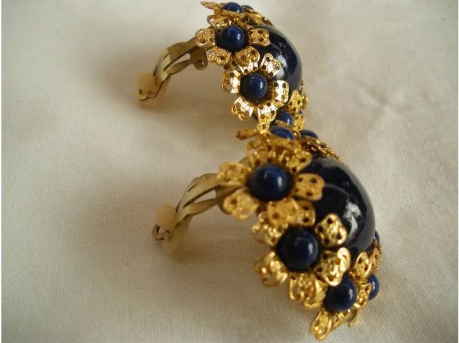Autre Marque Pendientes de la vendimia (No firmado) Azul marino 