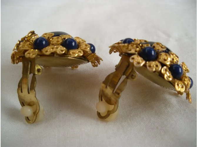 Autre Marque Pendientes de la vendimia (No firmado) Azul marino 