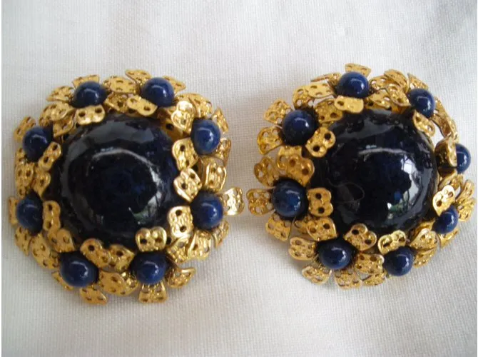Autre Marque Pendientes de la vendimia (No firmado) Azul marino 