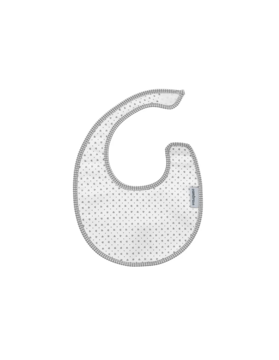 Babero redondo velcro Essentia Corazones gris de Cambrass