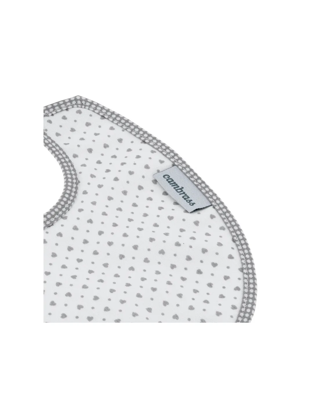 Babero redondo velcro Essentia Corazones gris de Cambrass