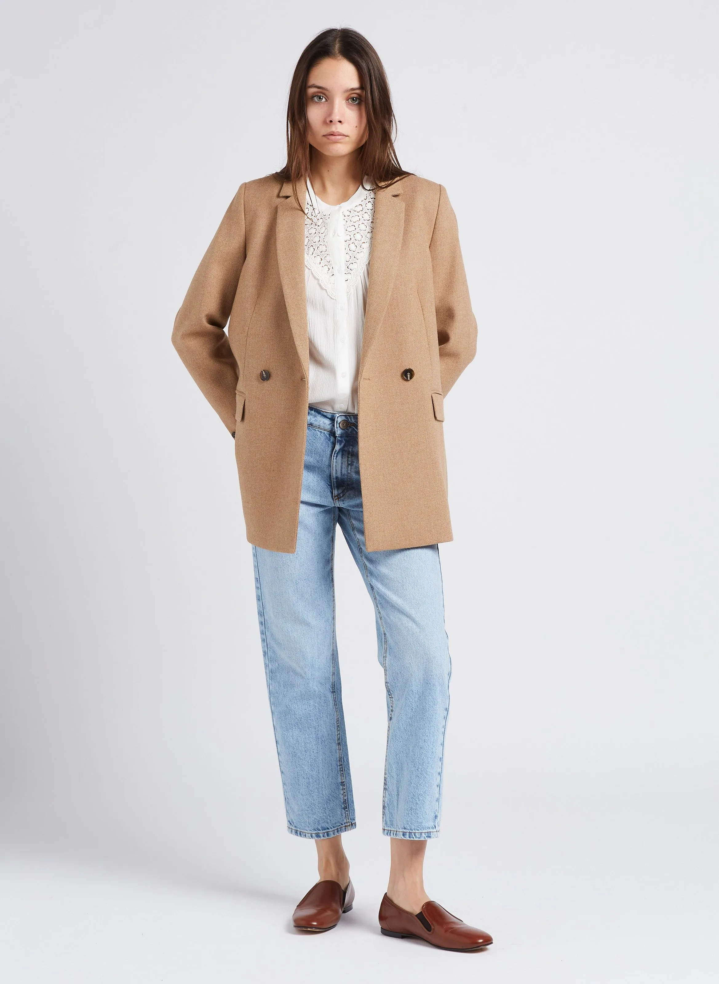 BESS  CHAQUETA SASTRE DE MEZCLA DE LANA EN BEIGE