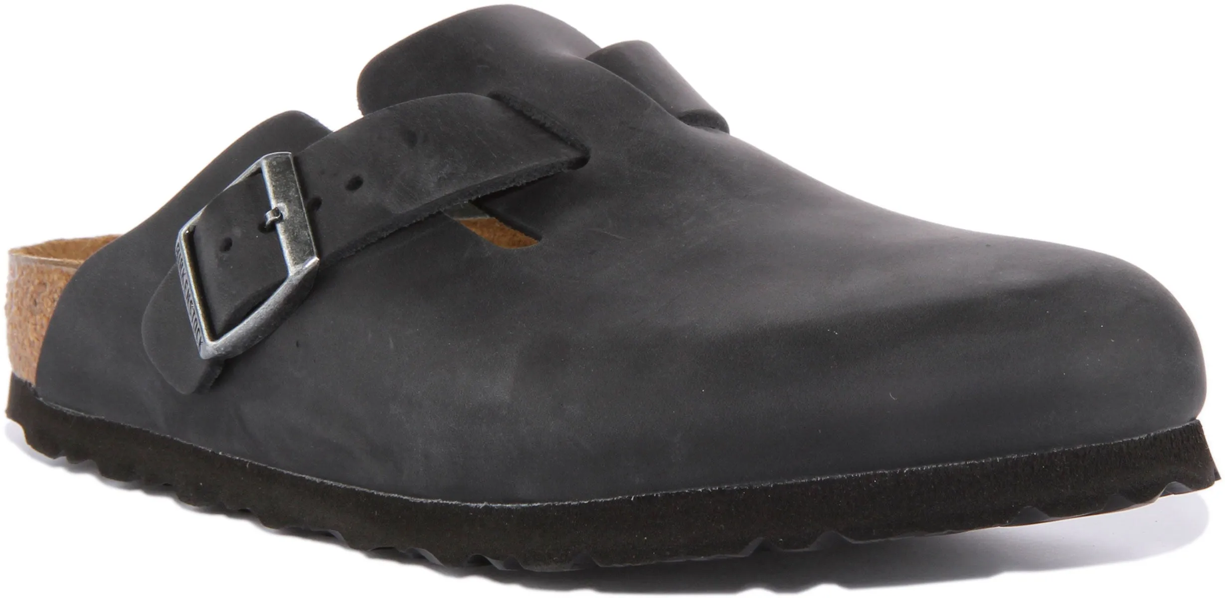 Birkenstock Boston NL en cuero negro | Ajuste estrecho