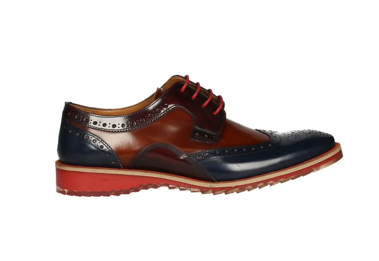 Blucher Antic Azul Pala Vega Centro Cuero Piso Rojo
