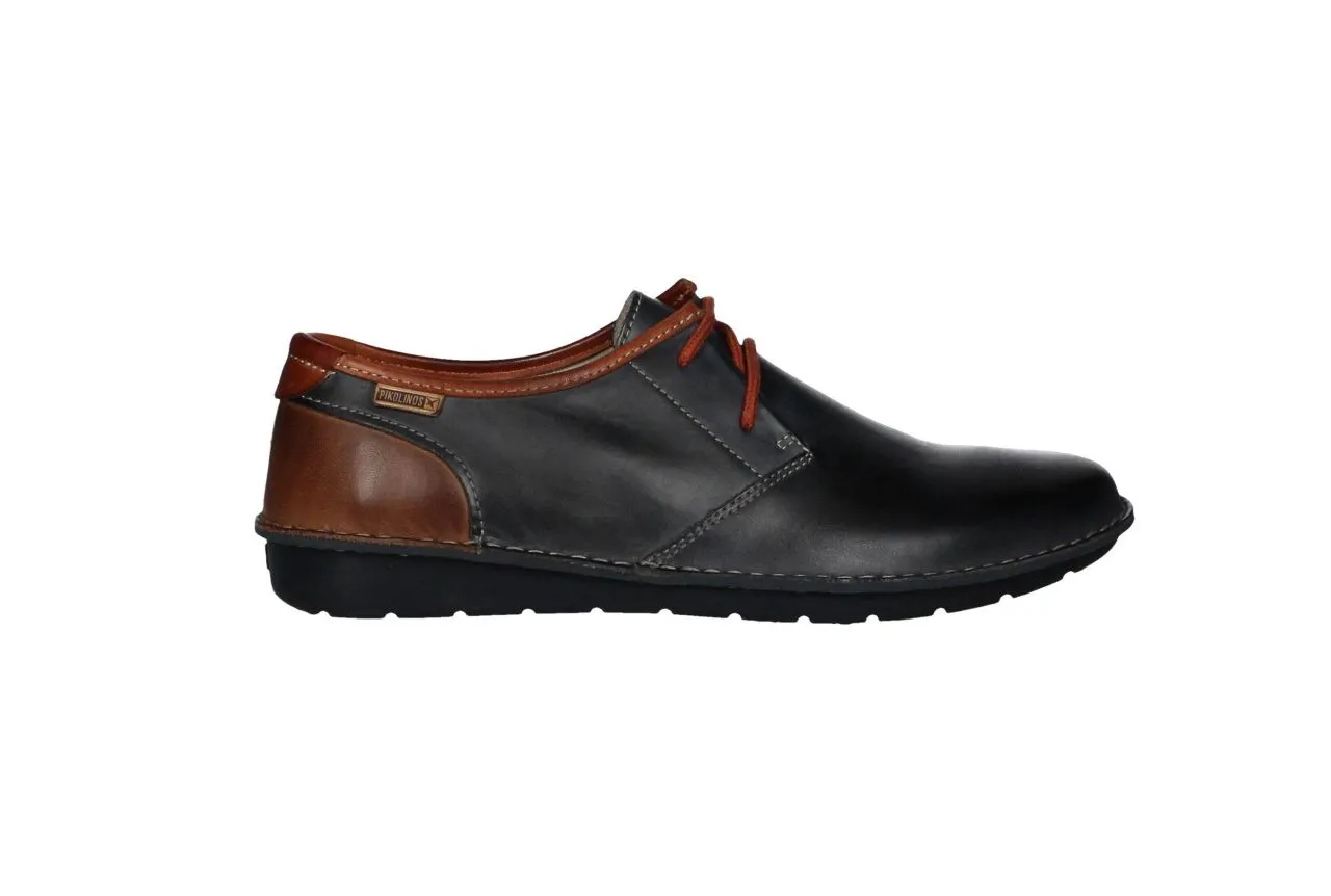 Blucher Liso Piel Azul Talon y Cuello Cuero