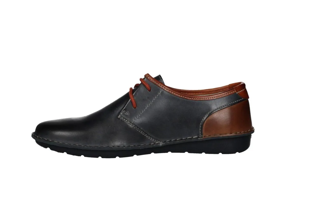 Blucher Liso Piel Azul Talon y Cuello Cuero