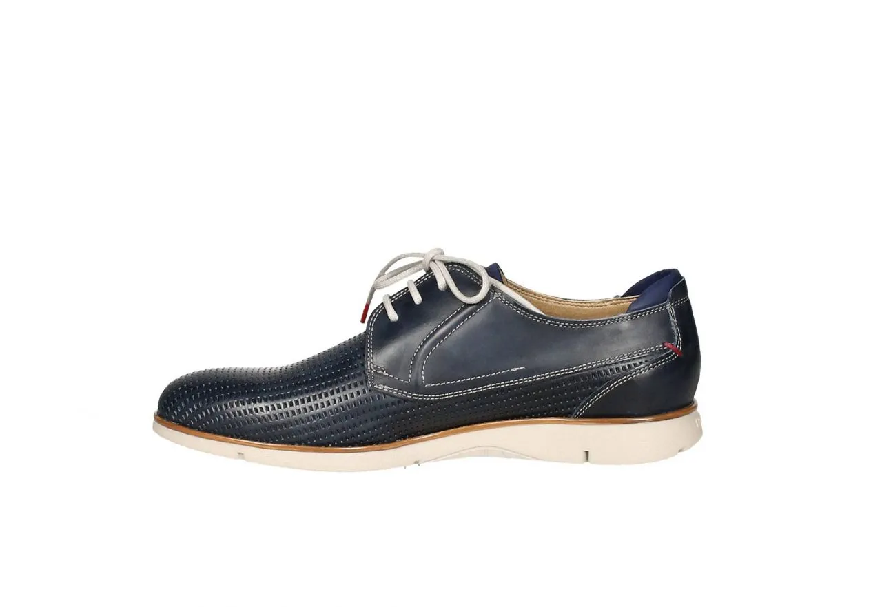 Blucher Piel Azul Pala y Lados Bajo Calados Cerco Cuero