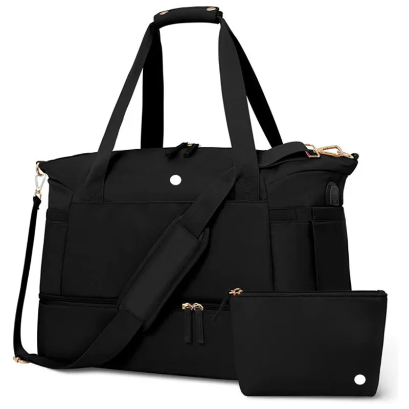 Bolsa de gimnasia de mujeres deportivas Nylon Sports Set de dos piezas con compartimento de zapatos grandes bolsas de gimnasia p