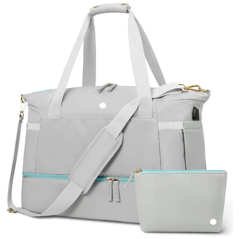 Bolsa de gimnasia de mujeres deportivas Nylon Sports Set de dos piezas con compartimento de zapatos grandes bolsas de gimnasia p