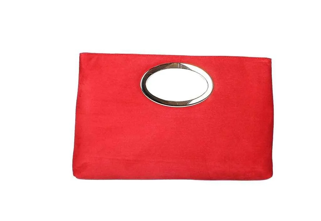 Bolso Ante Rojo Asa Aro Niquel