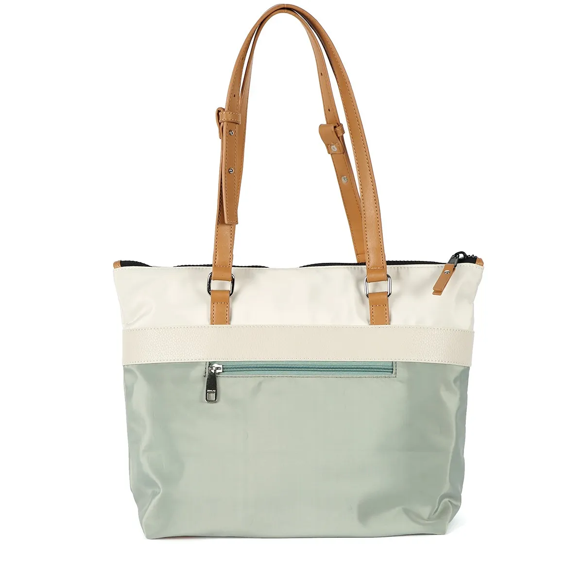 Bolso Binnari Shopper mujer en tejido Begonia verde y negro Cnp19060