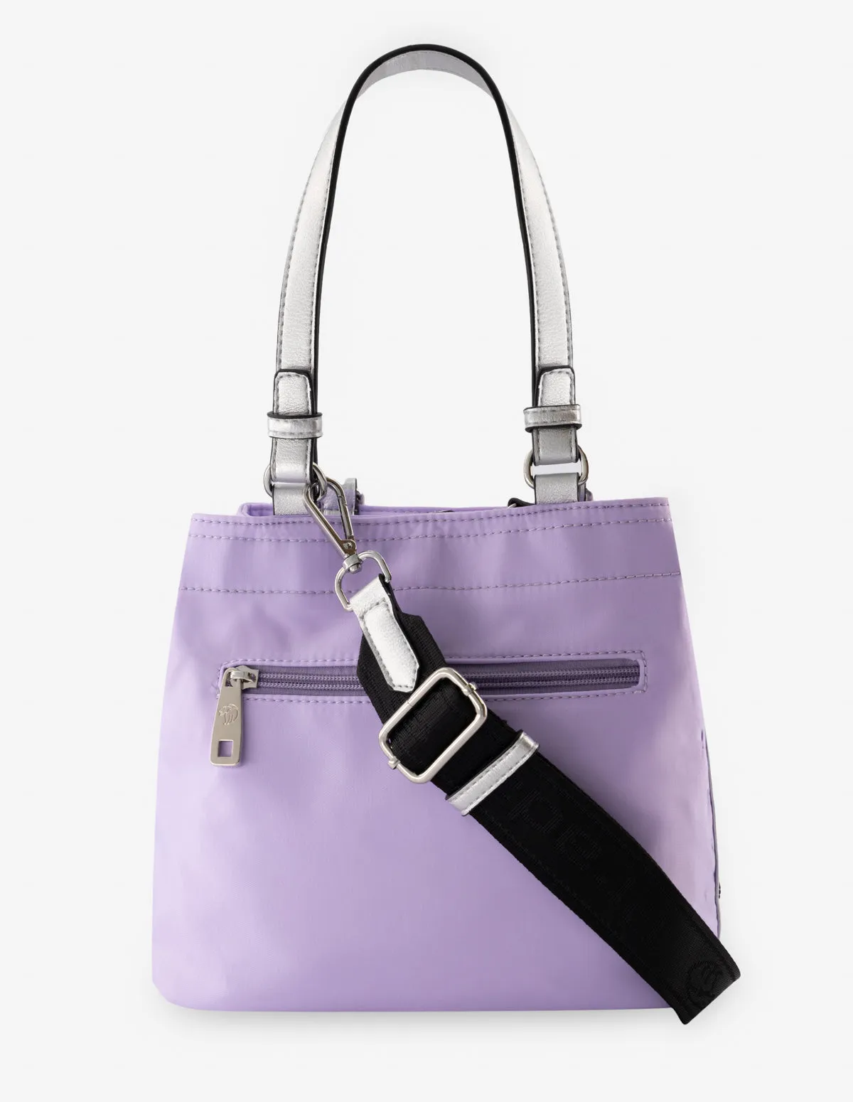 Bolso de mano en nylon color lila con letras Pd para mujer