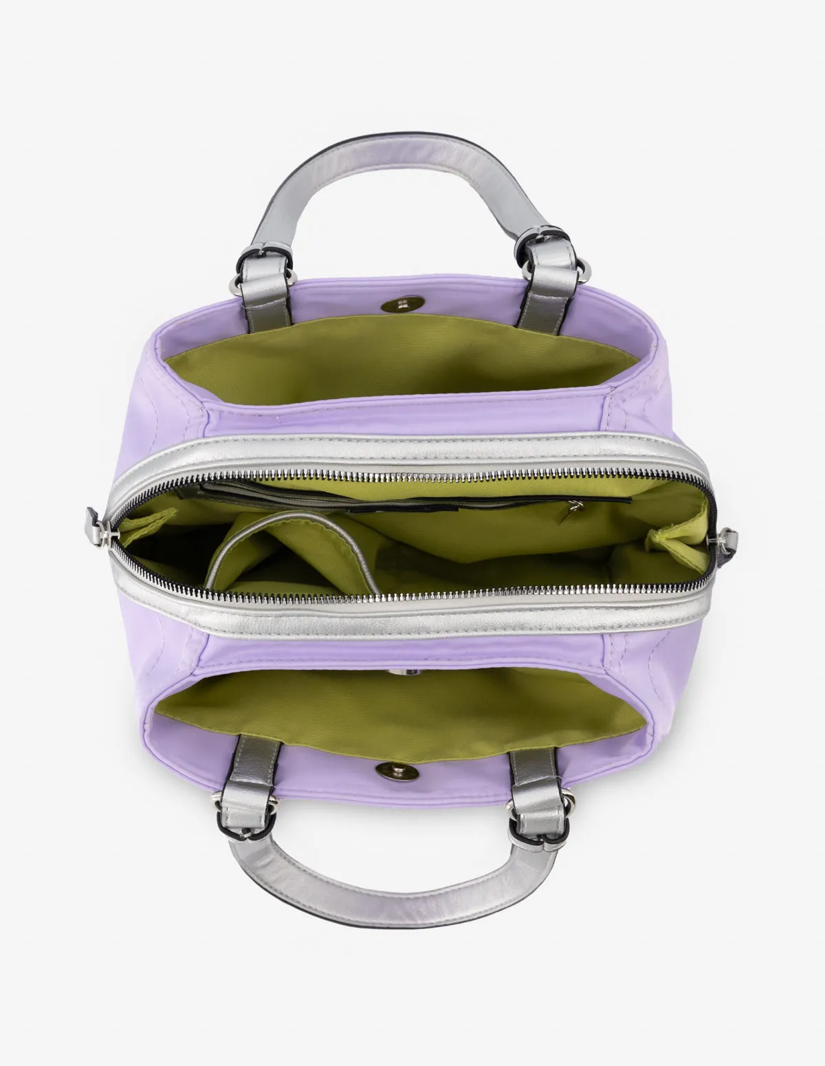Bolso de mano en nylon color lila con letras Pd para mujer