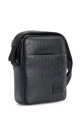 Bolso mensajero en piel sintética con motivo de logo repetido