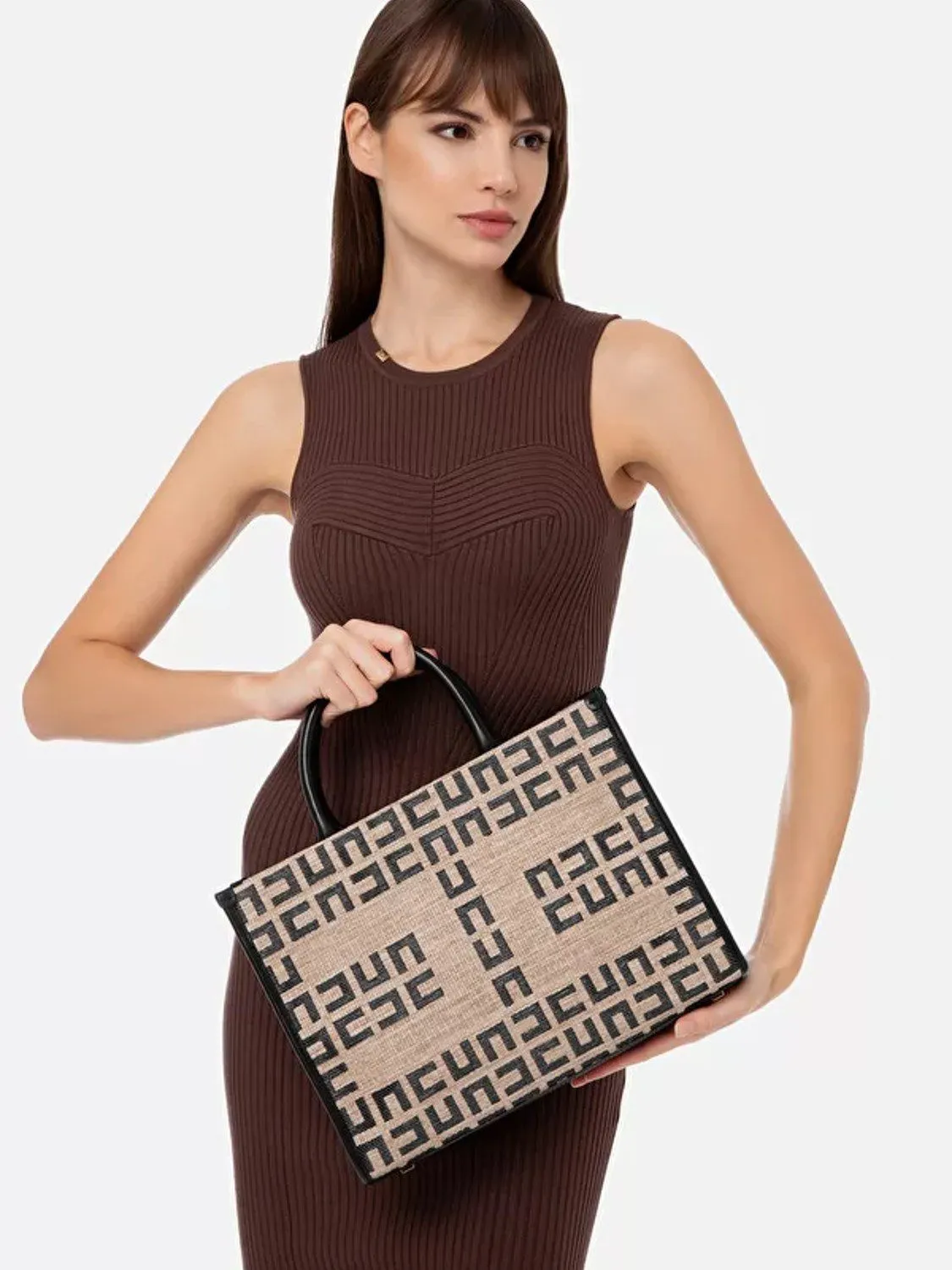 BOLSO SHOPPER PEQUEÑO RAFIA ELISABETTA FRANCHI
