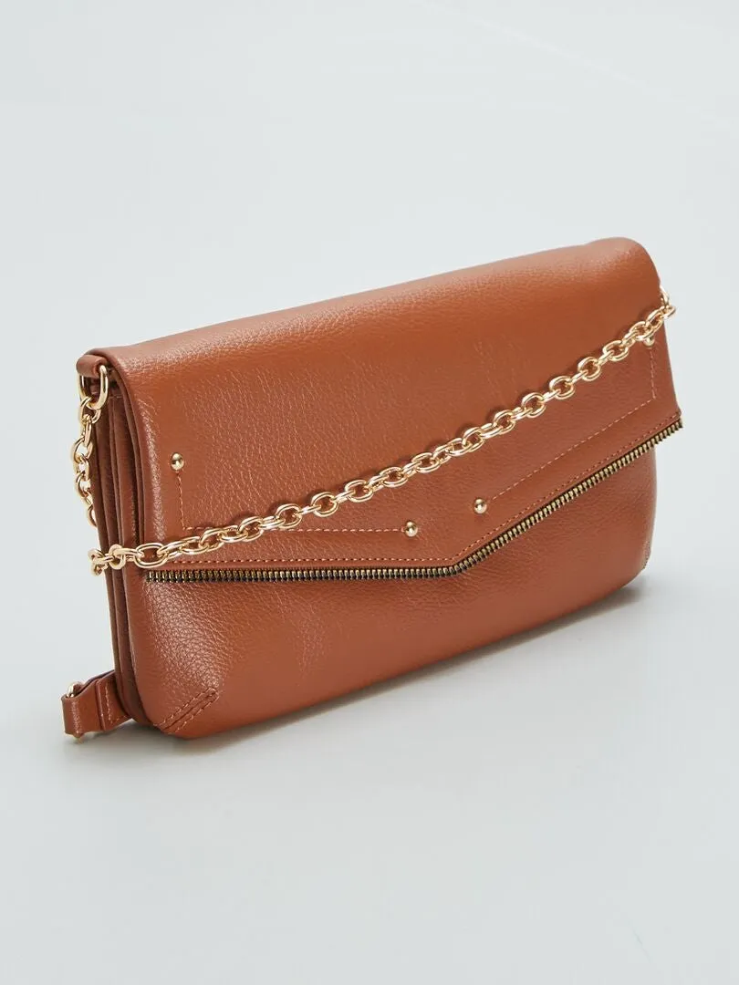 BOLSO SOBRE CON CADENA BANDOLERA  MARRON