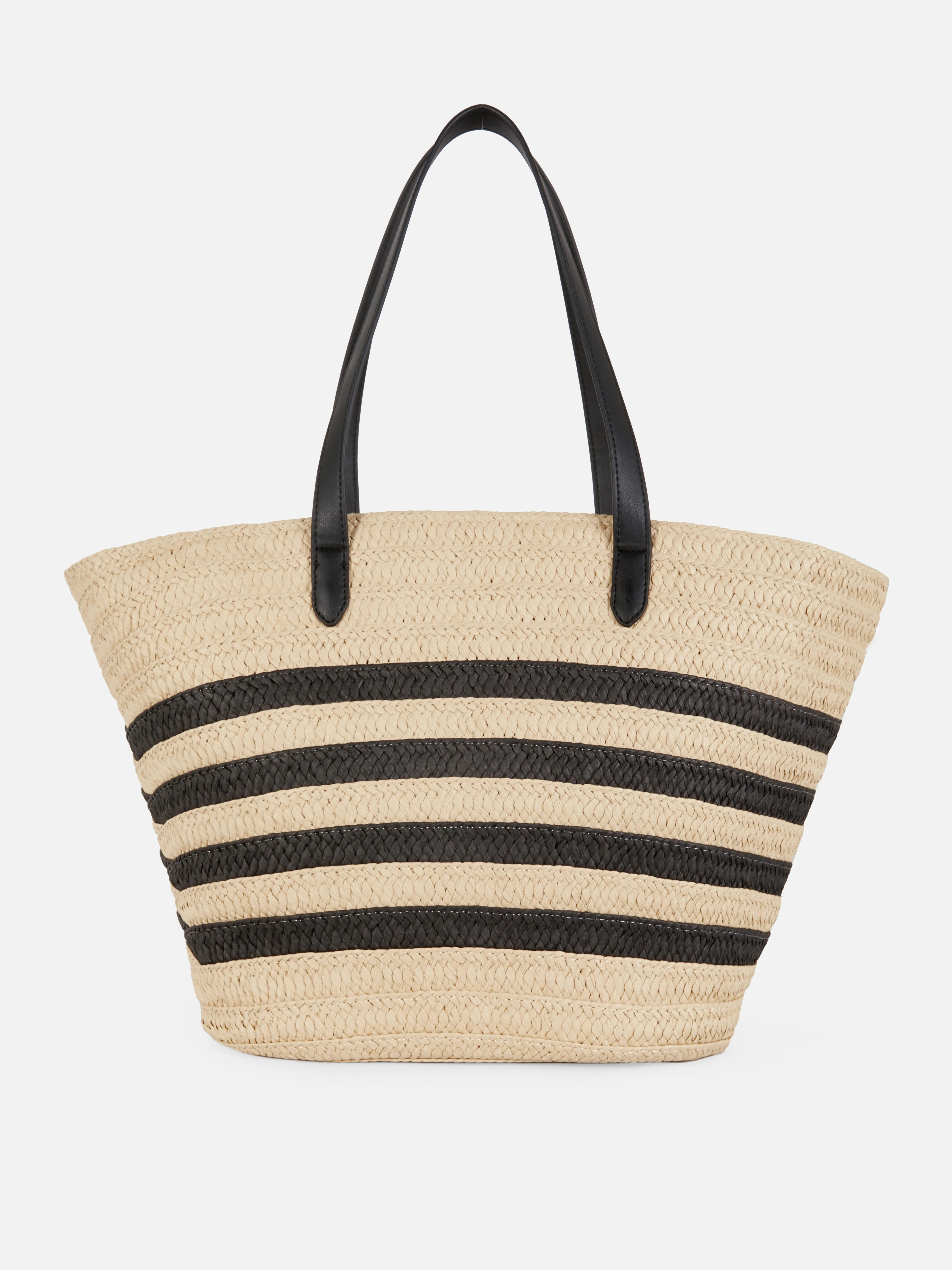 Bolso tote de paja a rayas