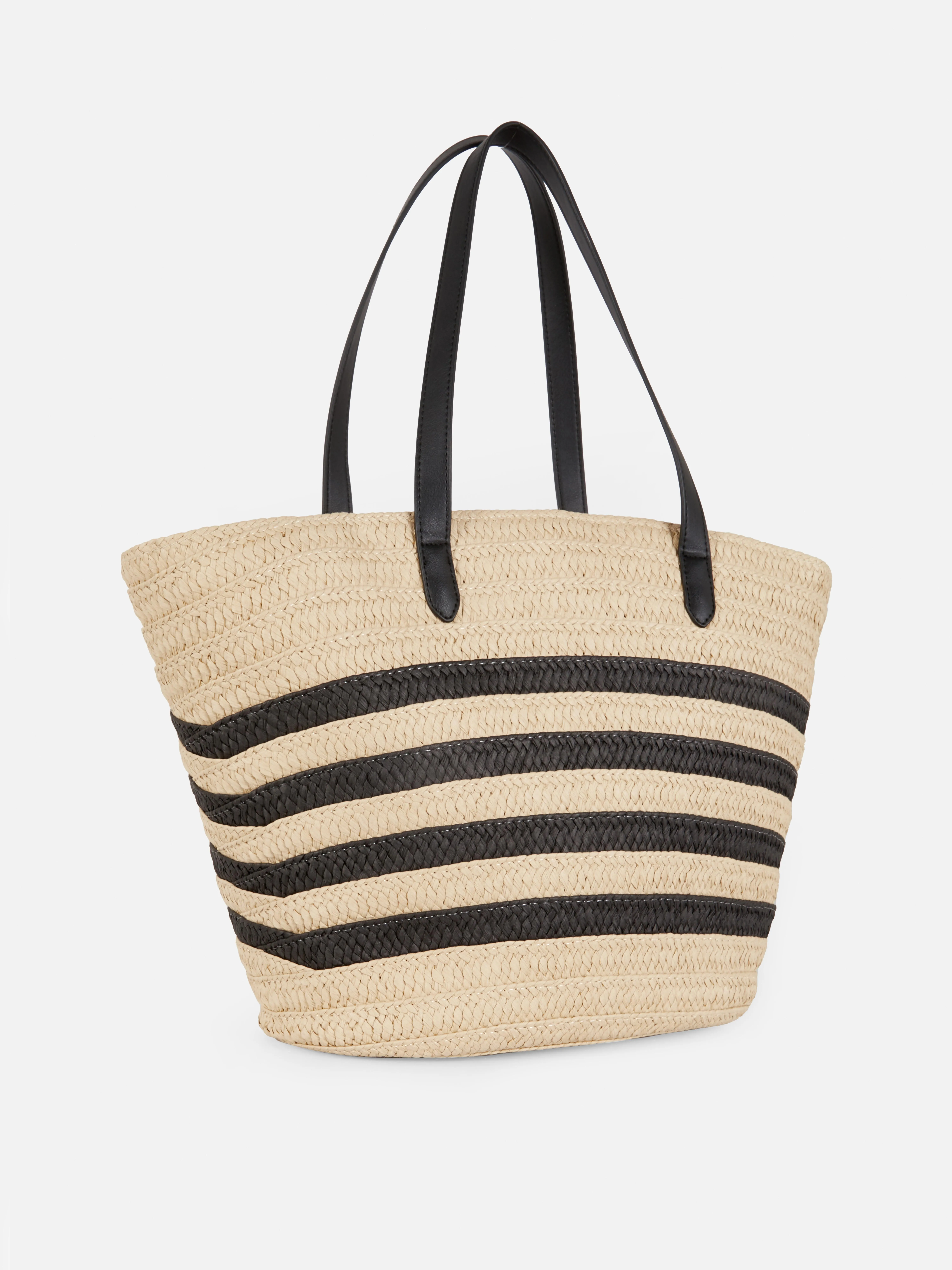 Bolso tote de paja a rayas