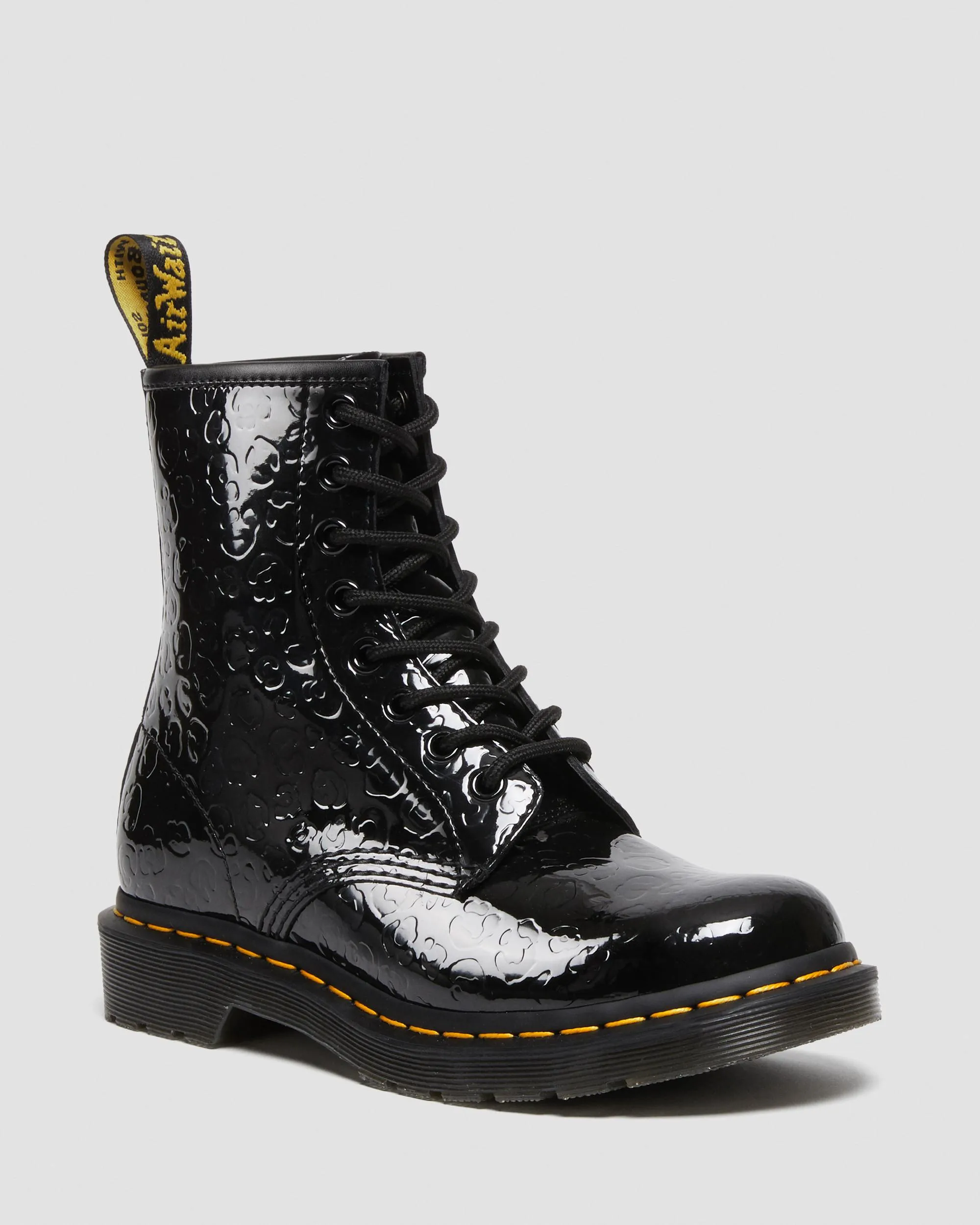 Botas 1460 en charol con efecto leopardo