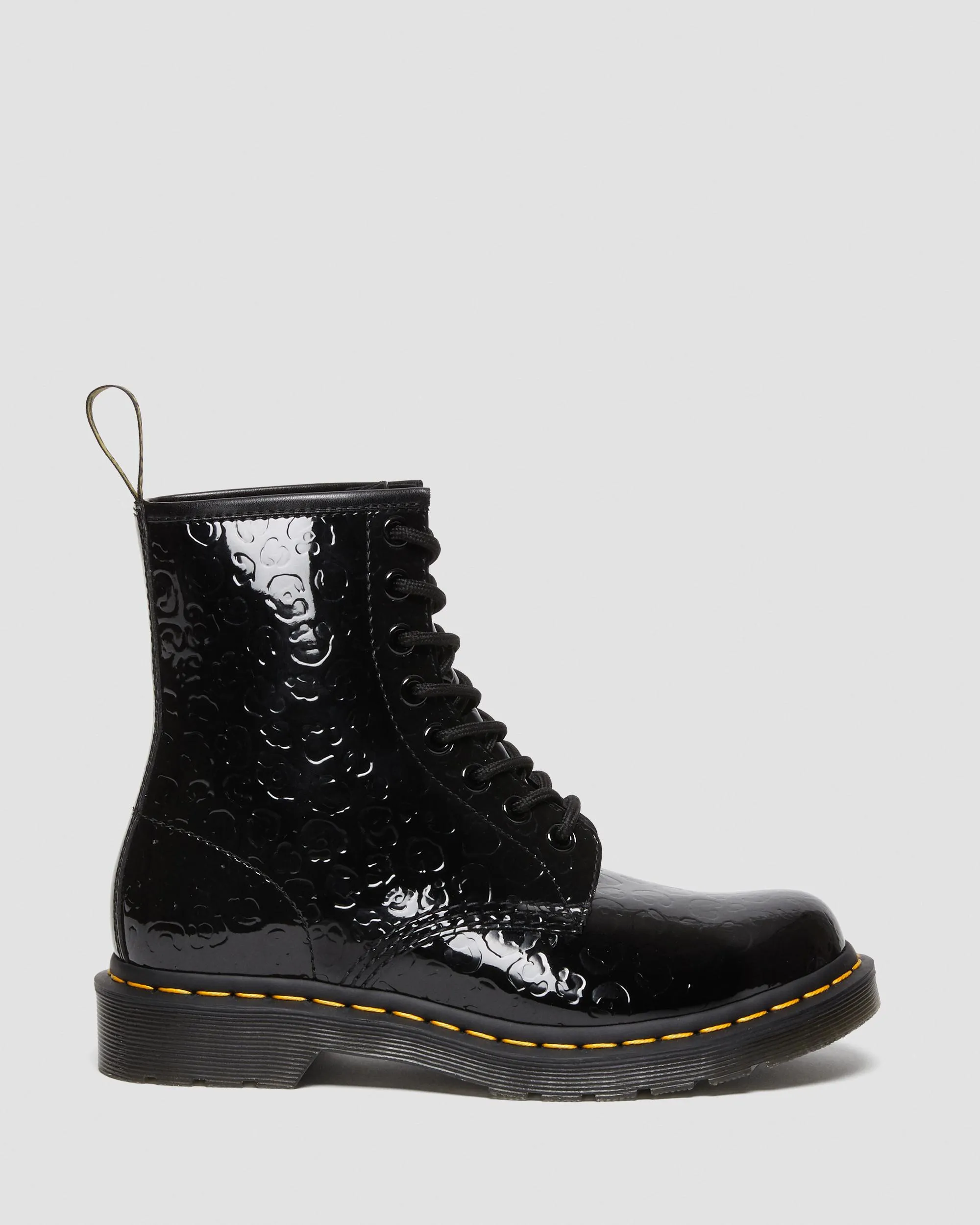 Botas 1460 en charol con efecto leopardo