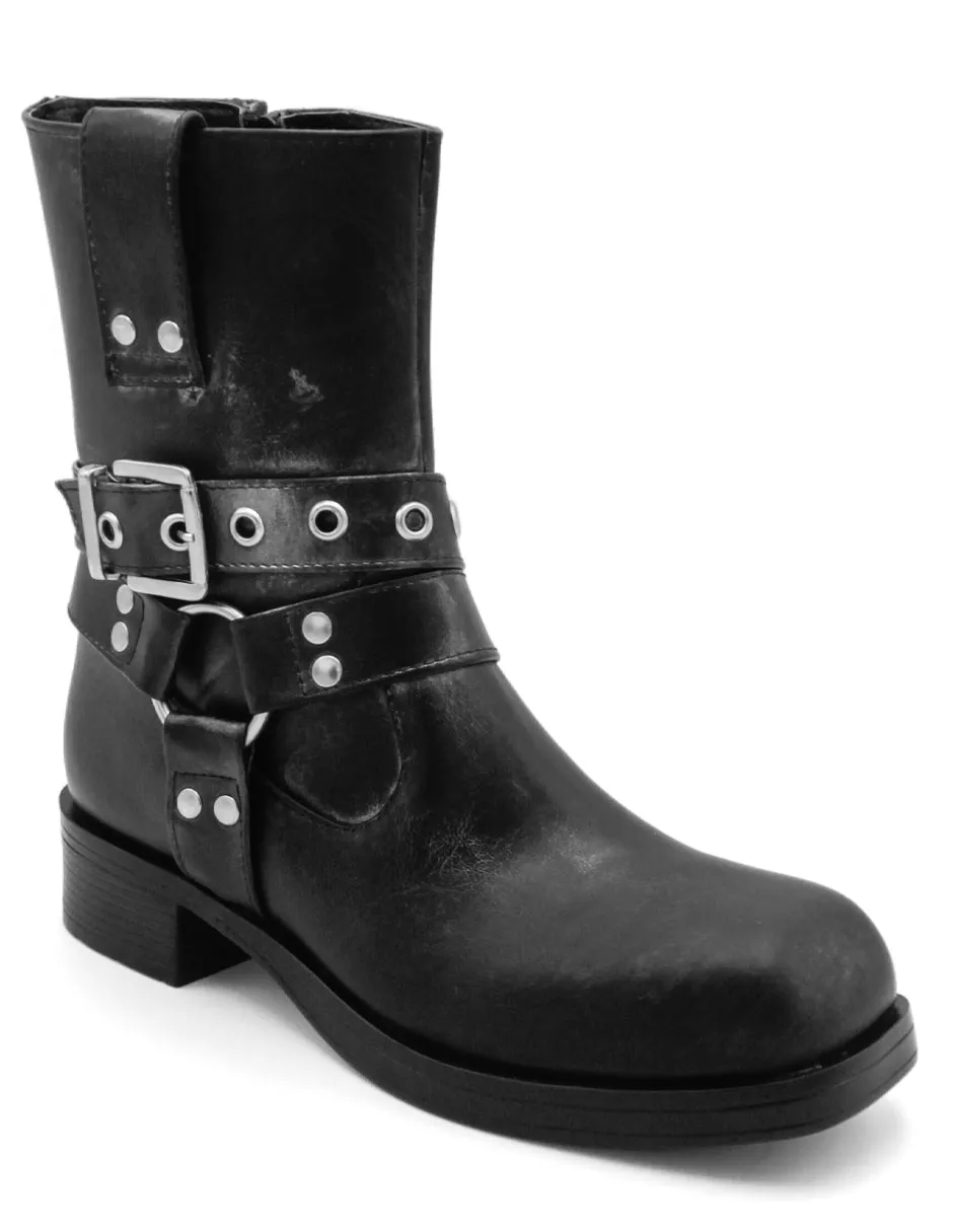 BOTAS CASUALES BIKE EN PIEL VEGANA  NEGRO
