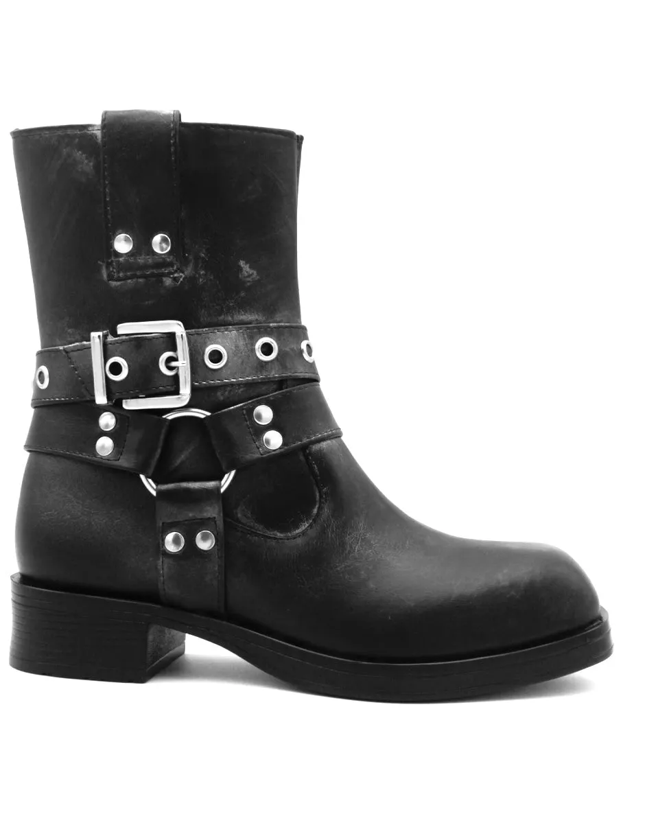 BOTAS CASUALES BIKE EN PIEL VEGANA  NEGRO