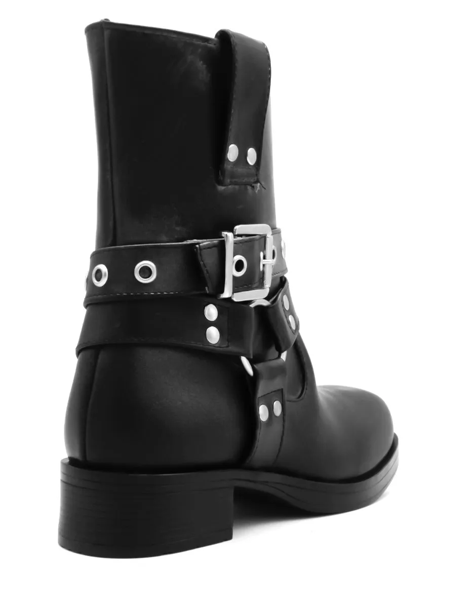 BOTAS CASUALES BIKE EN PIEL VEGANA  NEGRO