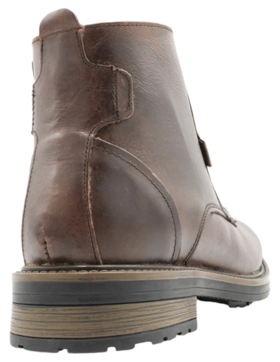 BOTAS CASUALES BIKER EN  PIEL  CAFé