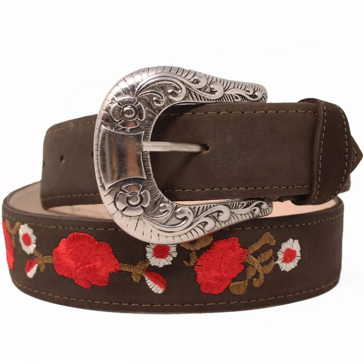 BOTAS DE CUERO ACABADO NOBUCK PARA DAMA CON BORDADO CAFE ROD41507