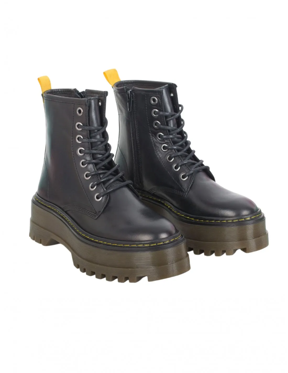 Botas Militares Plataforma Piel Negras PERA LIMONERA