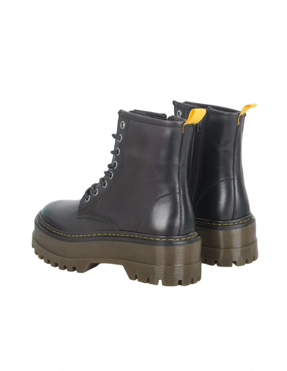 Botas Militares Plataforma Piel Negras PERA LIMONERA
