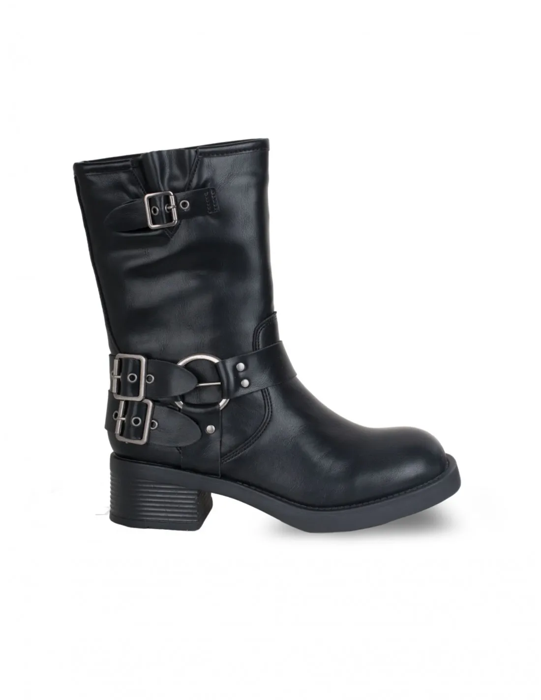 Botas Moteras Con Hebillas Negras