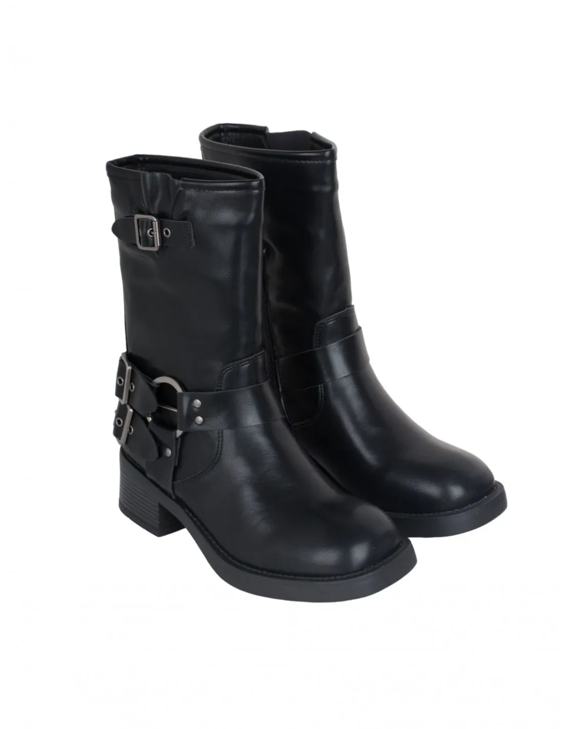 Botas Moteras Con Hebillas Negras