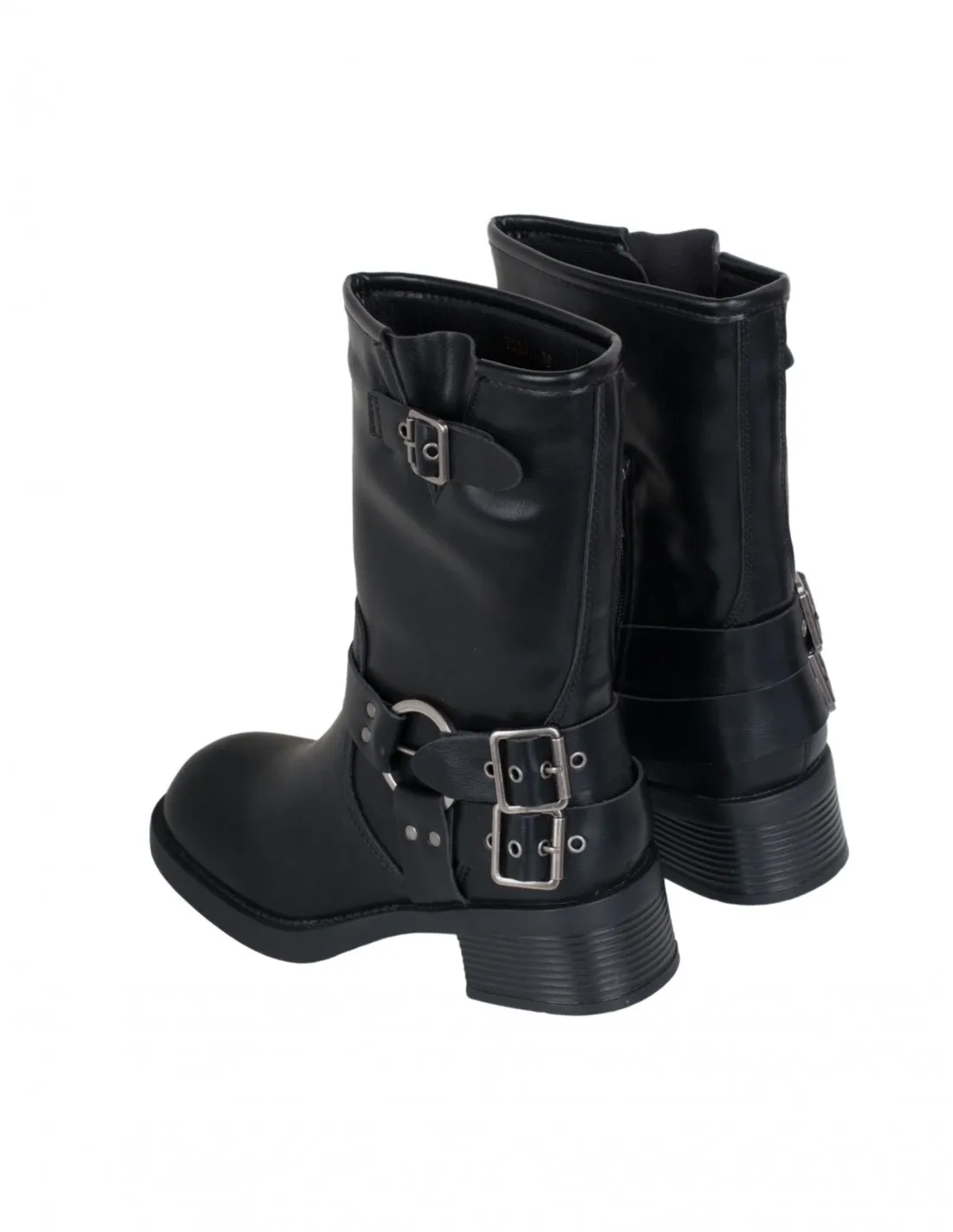 Botas Moteras Con Hebillas Negras
