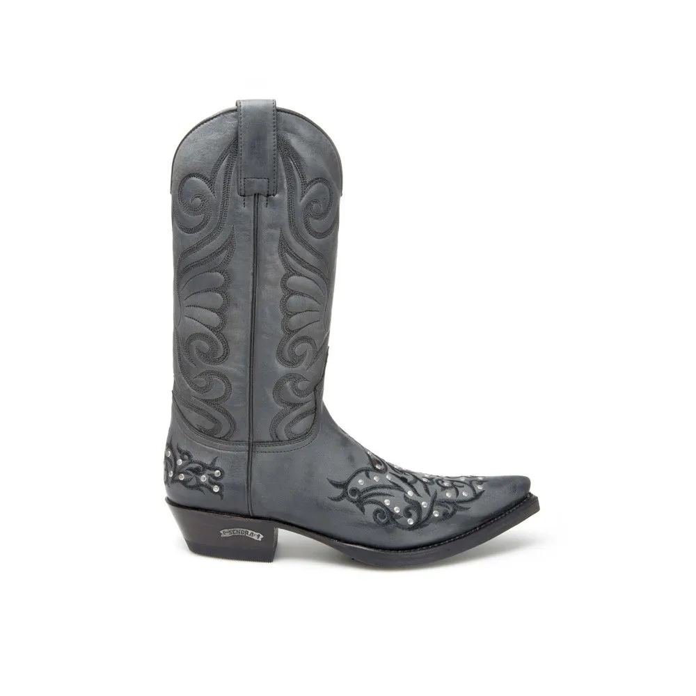 Botas Sendra 11472 Cuervo Western para hombre en cuero negro