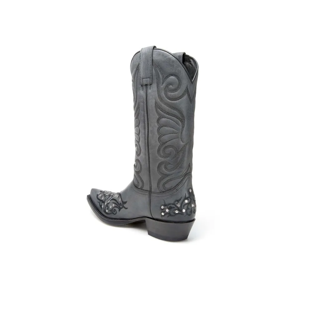 Botas Sendra 11472 Cuervo Western para hombre en cuero negro