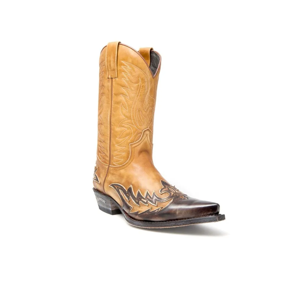 Botas Sendra 11645 Cuervo Western para hombre en cuero tonos marrones