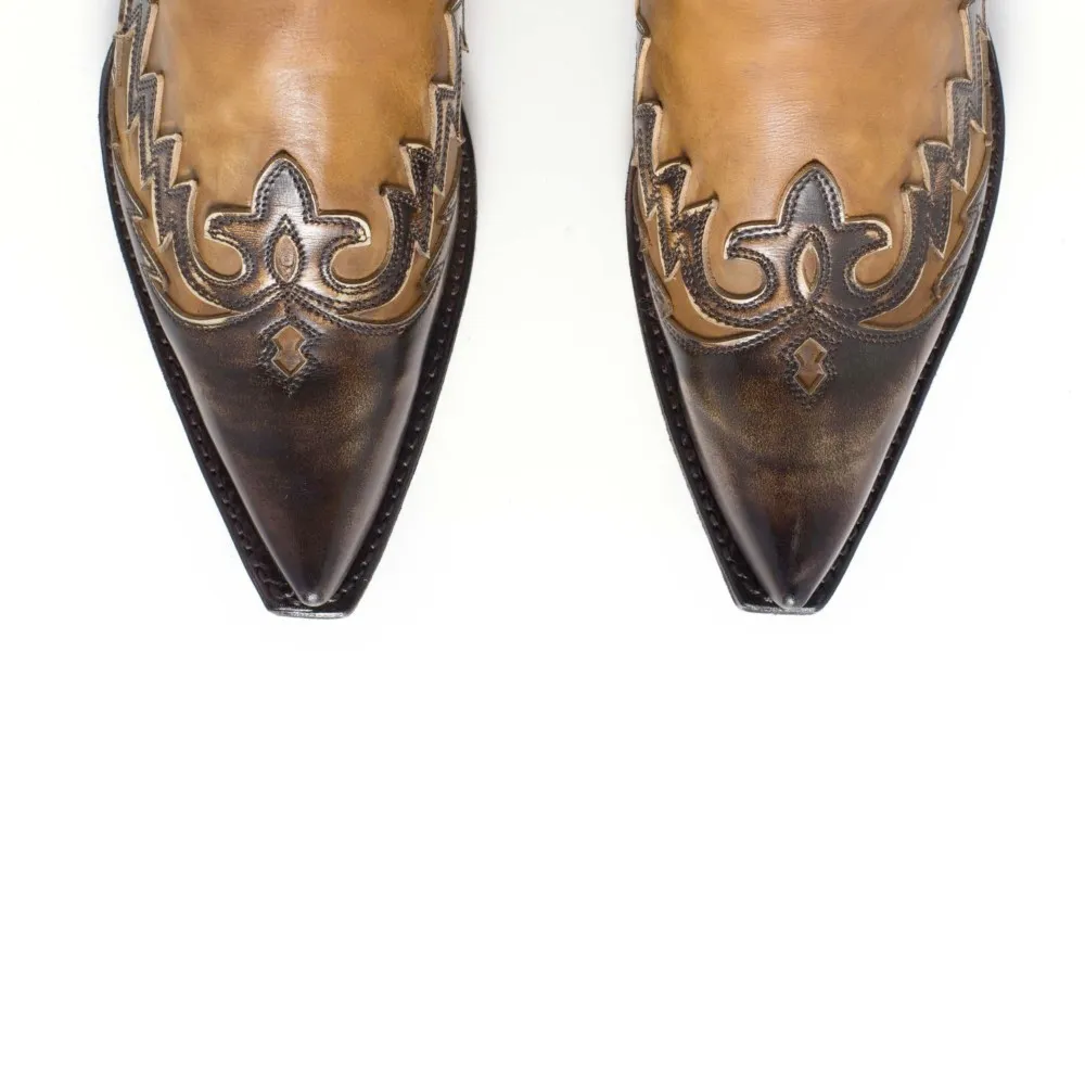 Botas Sendra 11645 Cuervo Western para hombre en cuero tonos marrones
