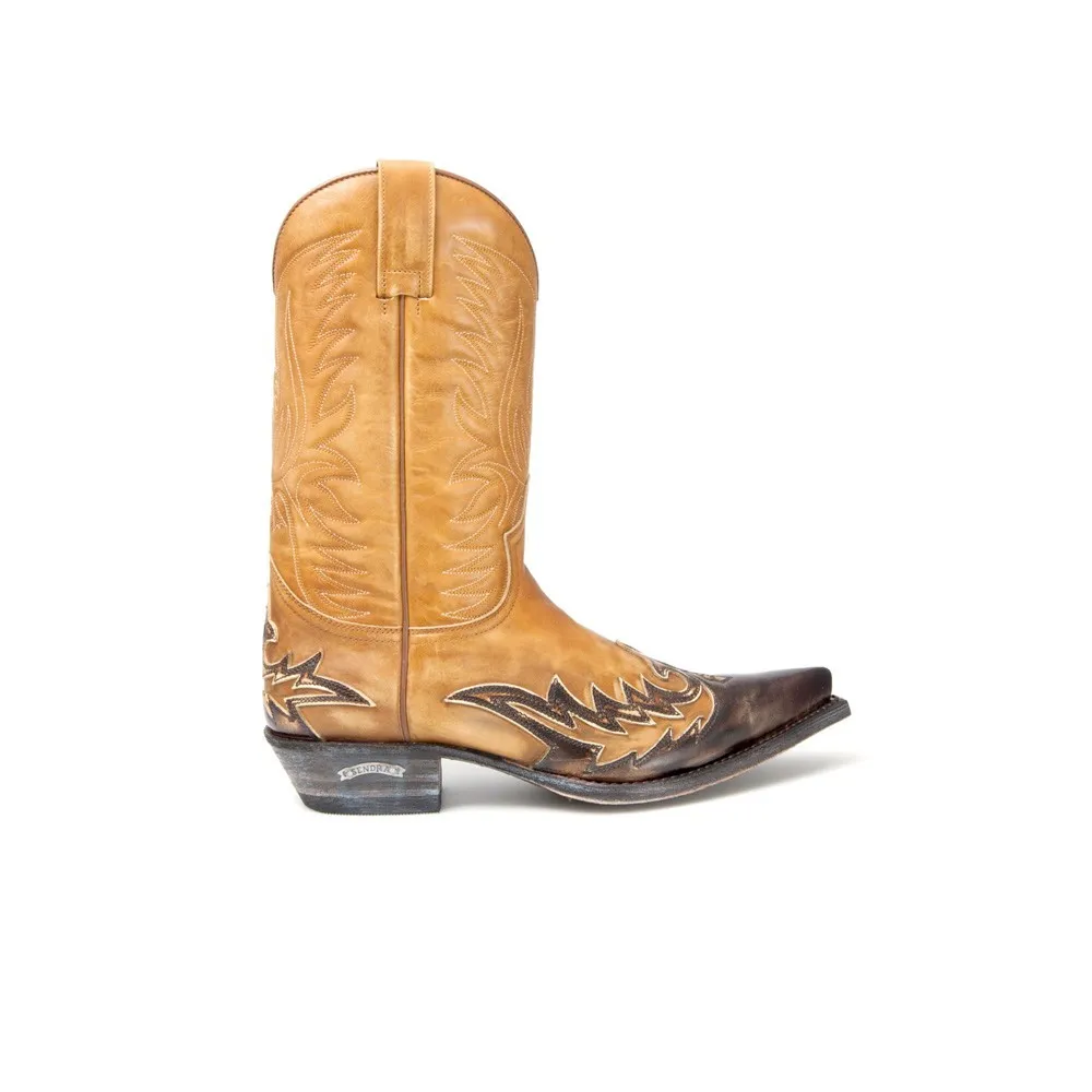 Botas Sendra 11645 Cuervo Western para hombre en cuero tonos marrones