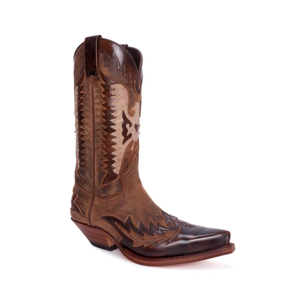 Botas Sendra 13040 Cuervo Western para hombre en cuero tonos marrones