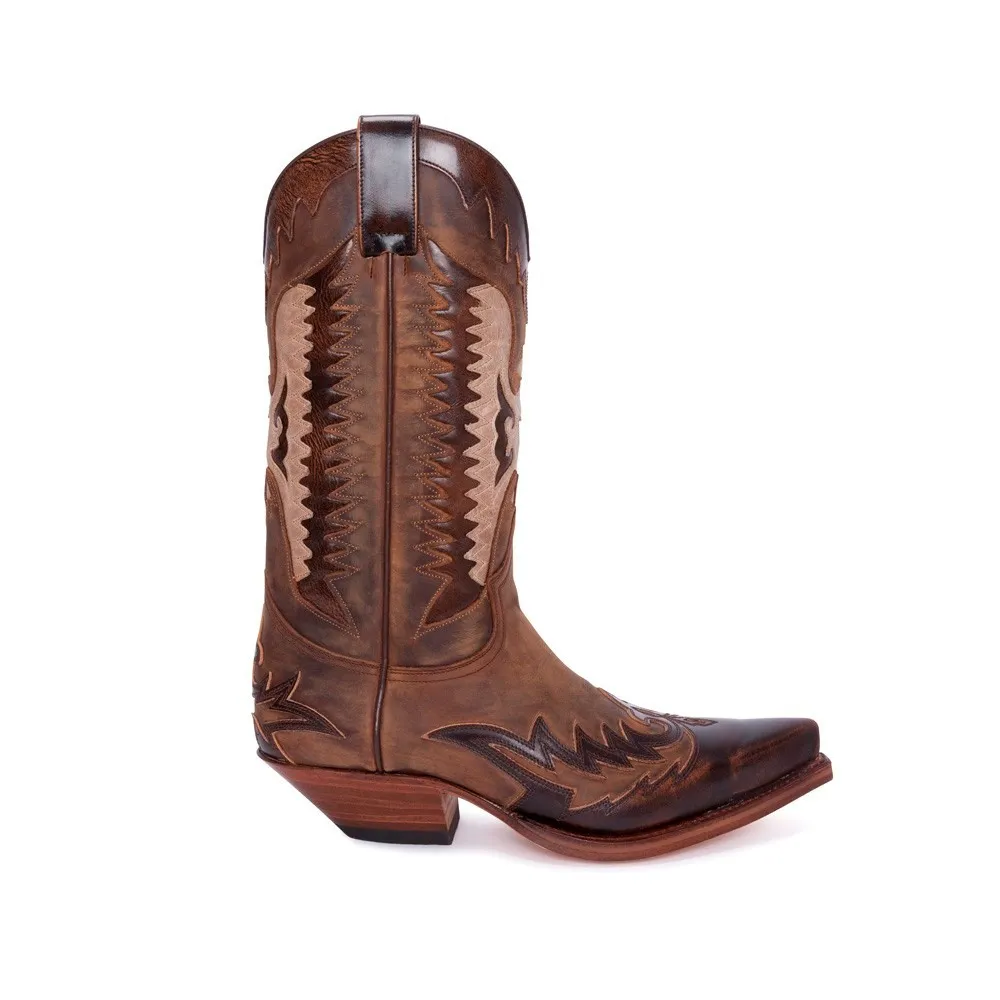 Botas Sendra 13040 Cuervo Western para hombre en cuero tonos marrones