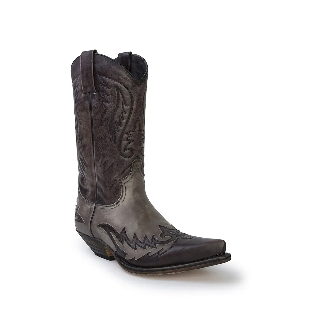 Botas Sendra 13871 Cuervo Western para hombre en cuero gris antracita