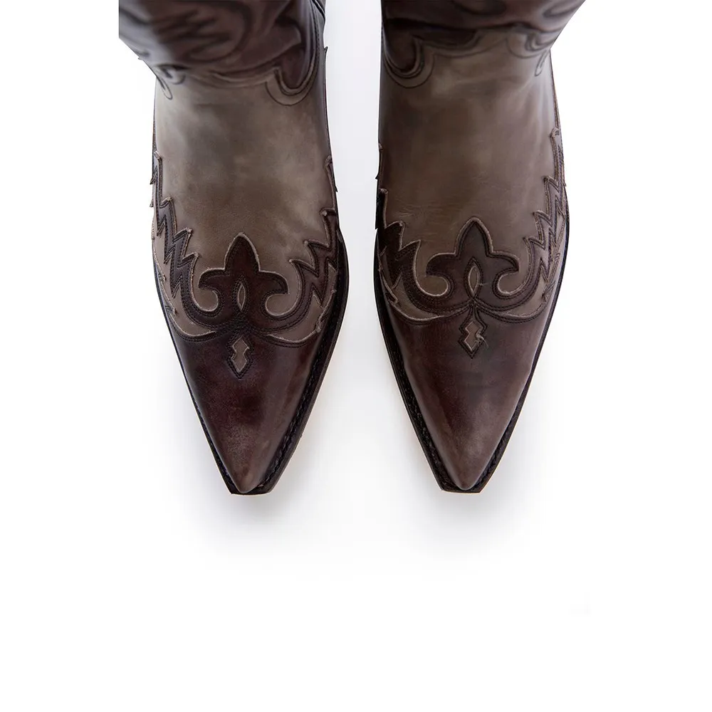 Botas Sendra 13871 Cuervo Western para hombre en cuero gris antracita